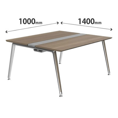 プリシード ユニットデスク 基本型 幅1000×奥行1400mm プライズウッドミディアム ポリッシュ脚