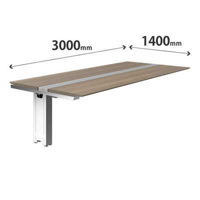 3A21FA-MBD2 プリシード ユニットデスク 連結型 幅3000×奥行1400mm プライズウッドミディアム ポリッシュ脚