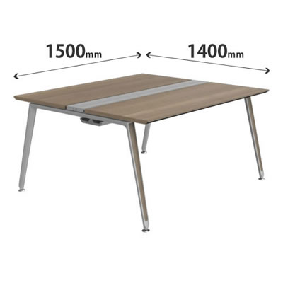 プリシード ユニットデスク 基本型 幅1500×奥行1400mm プライズウッドミディアム シルバー脚