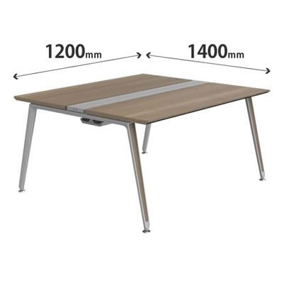 プリシード ユニットデスク 基本型 幅1200×奥行1400mm プライズウッドミディアム シルバー脚