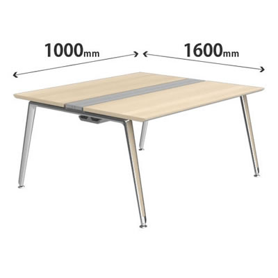 プリシード ユニットデスク 基本型 幅1000×奥行1600mm プライズウッドライト ポリッシュ脚