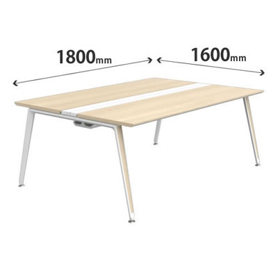 プリシード ユニットデスク 基本型 幅1800×奥行1600mm プライズウッドライト ホワイト脚