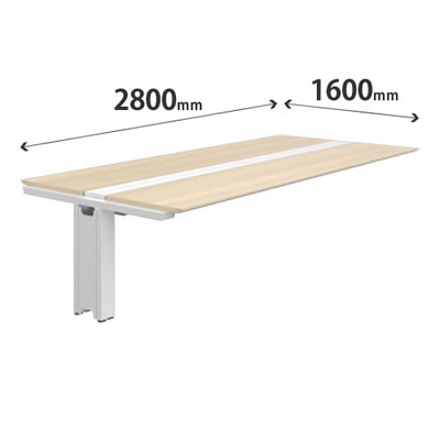 プリシード ユニットデスク 連結型 幅2800×奥行1600mm プライズウッドライト ホワイト脚