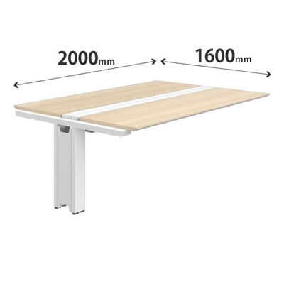 プリシード ユニットデスク 連結型 幅2000×奥行1600mm プライズウッドライト ホワイト脚