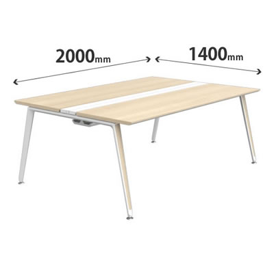 プリシード ユニットデスク 基本型 幅2000×奥行1400mm プライズウッドライト ホワイト脚