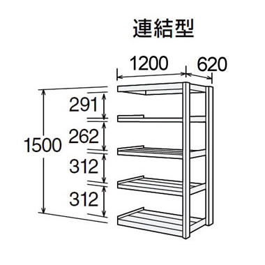 6N76YU-Z269 オカムラ 中量棚 段500kg 天地6段 単体型 2100高さ 1850幅