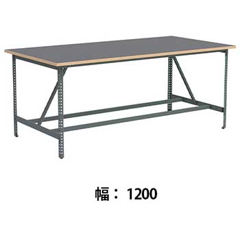 クロスコ 作業台 高さ1000 幅1200奥行600 フレームグレイッシュグリーン 天板ダークグレー