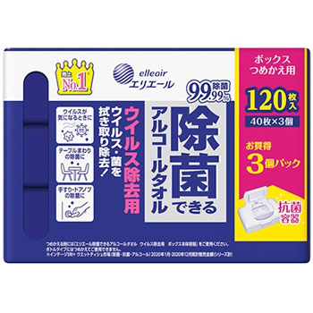 大王製紙 DSI20833154 エリエール 除菌できるアルコールタオルウィルス除去用 ボックスつめかえ用