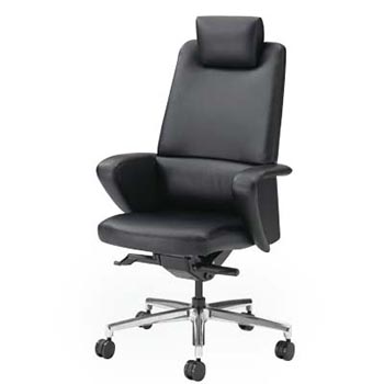 L435FE-P553 セフィーロ ヘッドレスト付張り包み デザイン肘 革 ブラック