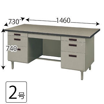 SD-SR2D33N3 コクヨ 旧JIS 両袖机 2号 グレーの通販｜法人オフィス家具