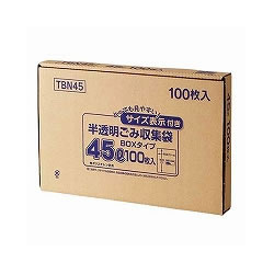 ジャパックス TBN45 容量表示入りポリ袋 乳白半透明 45L BOXタイプ
