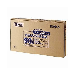 ジャパックス TBN90 容量表示入りポリ袋 乳白半透明 90L BOXタイプ