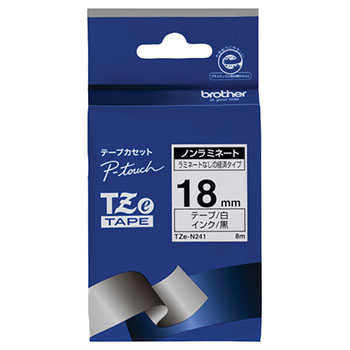 BROTHER TZE-N241 TZeテープ（ノンラミネートテープ） ピータッチ専用テープ （619-0187） 白（黒文字）