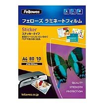 Fellowes 5404301 ラミネートフィルム 80μ A4 ステッカータイプ 216×303mm (412-1862)