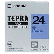 KINGJIM SC24B テプラ PROテープカートリッジ カラーラベル「パステル」 (013-3951) 24mm 青(黒文