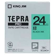 KINGJIM SC24G テプラ PROテープカートリッジ カラーラベル「パステル」 (013-3944) 24mm 緑(黒文