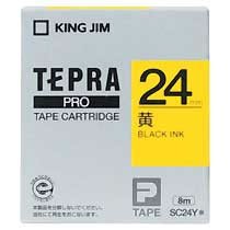KINGJIM SC24Y テプラ PROテープカートリッジ カラーラベル「パステル」 (013-3937) 24mm 黄(黒文