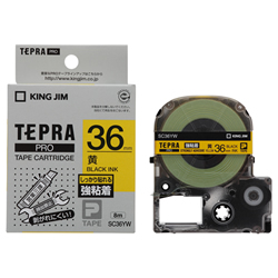 KINGJIM SC36Y テプラ PROテープカートリッジ カラーラベル「パステル」 (013-3975) 36mm 黄(黒文