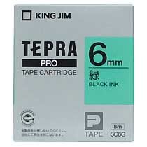 KINGJIM SC6G テプラ PROテープカートリッジ カラーラベル「パステル」 （013-3708） 6mm 緑（黒文字）