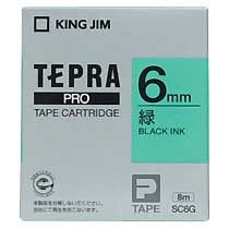 KINGJIM SC6G テプラ PROテープカートリッジ カラーラベル「パステル」 (013-3708) 6mm 緑(黒文字)