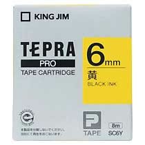 KINGJIM SC6Y テプラ PROテープカートリッジ カラーラベル「パステル」 (013-3692) 6mm 黄(黒文字)
