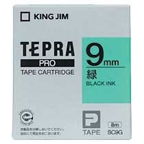 KINGJIM SC9G テプラ PROテープカートリッジ カラーラベル「パステル」 (013-3746) 9mm 緑(黒文字)