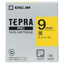 KINGJIM SC9Y テプラ PROテープカートリッジ カラーラベル「パステル」 (013-3739) 9mm 黄(黒文字)