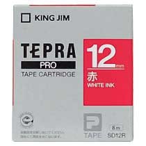 KINGJIM SD12R テプラ PROテープカートリッジ カラーラベル「ビビッド」 (013-4026) 12mm 赤(白文