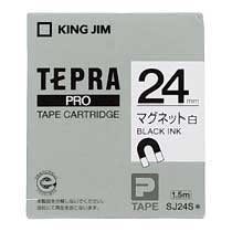 KINGJIM SJ24S テプラ PROテープカートリッジ マグネットテープ （017-0031） 24mm 白（黒文字）