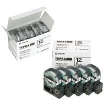 KINGJIM SS12K-5P テプラ PROテープカートリッジ 白ラベル (312-0392) 12mm (黒文字) 5個入