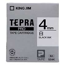 KINGJIM SS4K テプラ PROテープカートリッジ 白ラベル (117-3147) 4mm (黒文字)