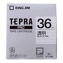 KINGJIM ST36K テプラ PROテープカートリッジ 透明ラベル (013-4514) 36mm (黒文字)