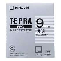 KINGJIM ST9K テプラ PROテープカートリッジ 透明ラベル (013-4439) 9mm (黒文字)