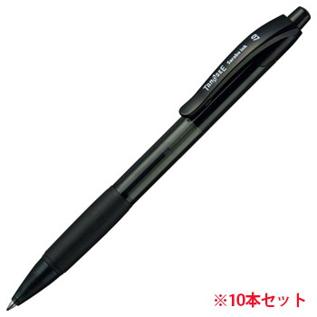 TANOSEE TS-SB07-1B ノック式油性ボールペン(なめらかインク) 細字 0.7mm 黒 10本 (912-1796
