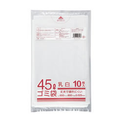 クラフトマン HK-084 業務用乳白半透明 メタロセン配合厚手ゴミ袋 45L (466-6745) 1パック=10枚入 厚:0