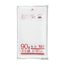 クラフトマン HK-086 業務用乳白半透明 メタロセン配合厚手ゴミ袋 90L (466-6769) 1パック=10枚入 厚:0
