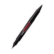 三菱鉛筆 PM120T.24 水性ツインサインペン プロッキー 細字丸芯+極細 黒 (015-0866)