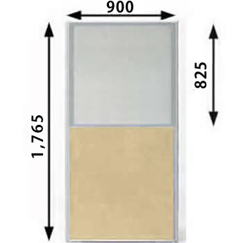 MPローパーテーション 高さ1765mm 幅900mm ベージュ（上部半透明）