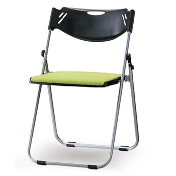 折りたたみアルミ楕円パイプ椅子 座布張りモスグリーン