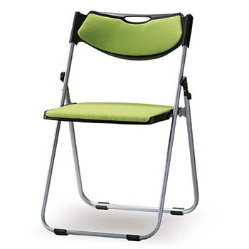 折りたたみアルミ楕円パイプ椅子 背座布張りモスグリーン