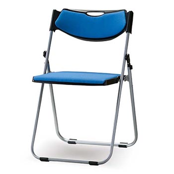 折りたたみアルミ楕円パイプ椅子 背座布張りスモークブルー
