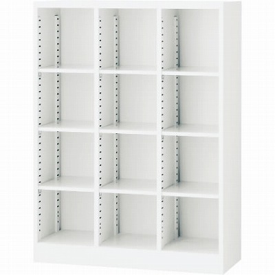 オープン書庫（3列） ホワイト 幅900×奥行350×高さ1200mm