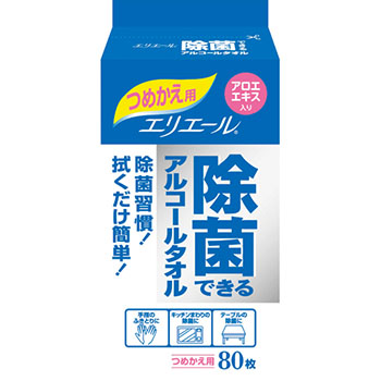 エリエール 733112 除菌できるアルコールタオル つめかえ用 80枚入 (462-7364)