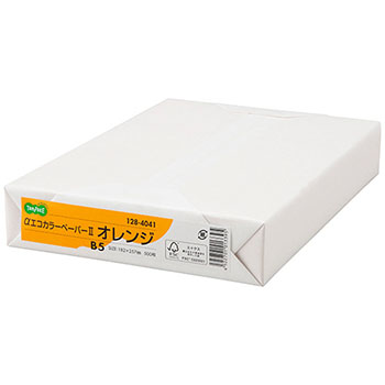 AEC-ORB5B αエコカラーペーパーII オレンジ 500枚 汎用品 (128-4041) 1冊=500枚 64g