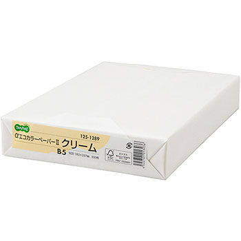 AEC-CRB5B αエコカラーペーパーII クリーム B5 500枚 汎用品 (125-1289) 1冊＝500枚 64g