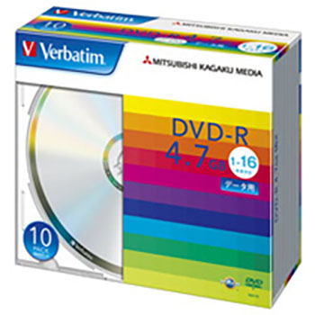 三菱化学 DHR47J10V1 データ用DVD-R 4.7GB (228-3364) 1パック＝10枚 ノンプリンタブル 1〜1
