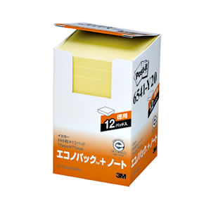 3M 6541-Y20 ポスト・イット<エコノパック>75×75mm イエロー 100枚×12冊