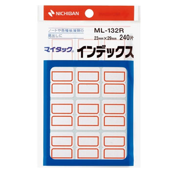 ニチバン ML-132R マイタック インデックス 紙ラベル 中 23×29mm 赤枠