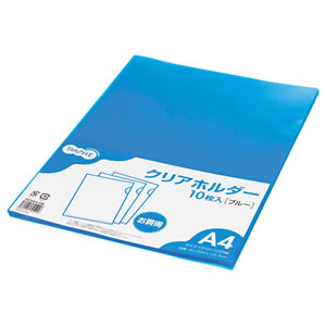 OCHA4-10B カラークリアホルダー(単色タイプ) A4 ブルー 汎用品