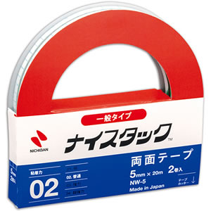 ニチバン ナイスタック 再生紙両面テープ 大巻 5ｍｍ×20ｍ　NW−5 1パック（2巻）